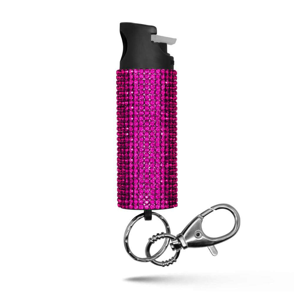 Non Lethal Defense Guard Dog Security 4.50" BLING IT ON RED PEPPER GEM/BLING KEY PNK • Model: 4.50"